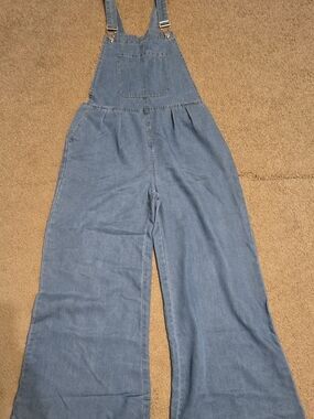 Denim Blue Wide-Leg Overalls - Women
